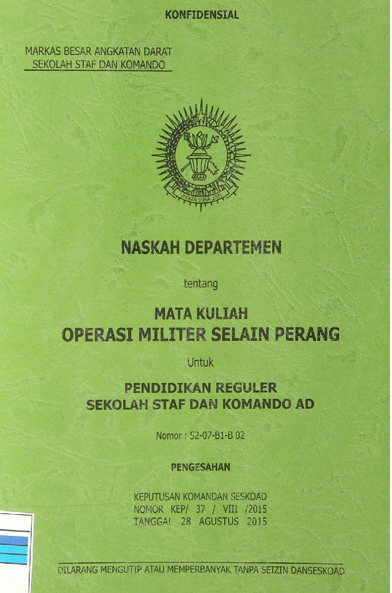 NASKAH DEPATEMEN MATA KULIAH OPERASI MILITER SELAIN PERANG